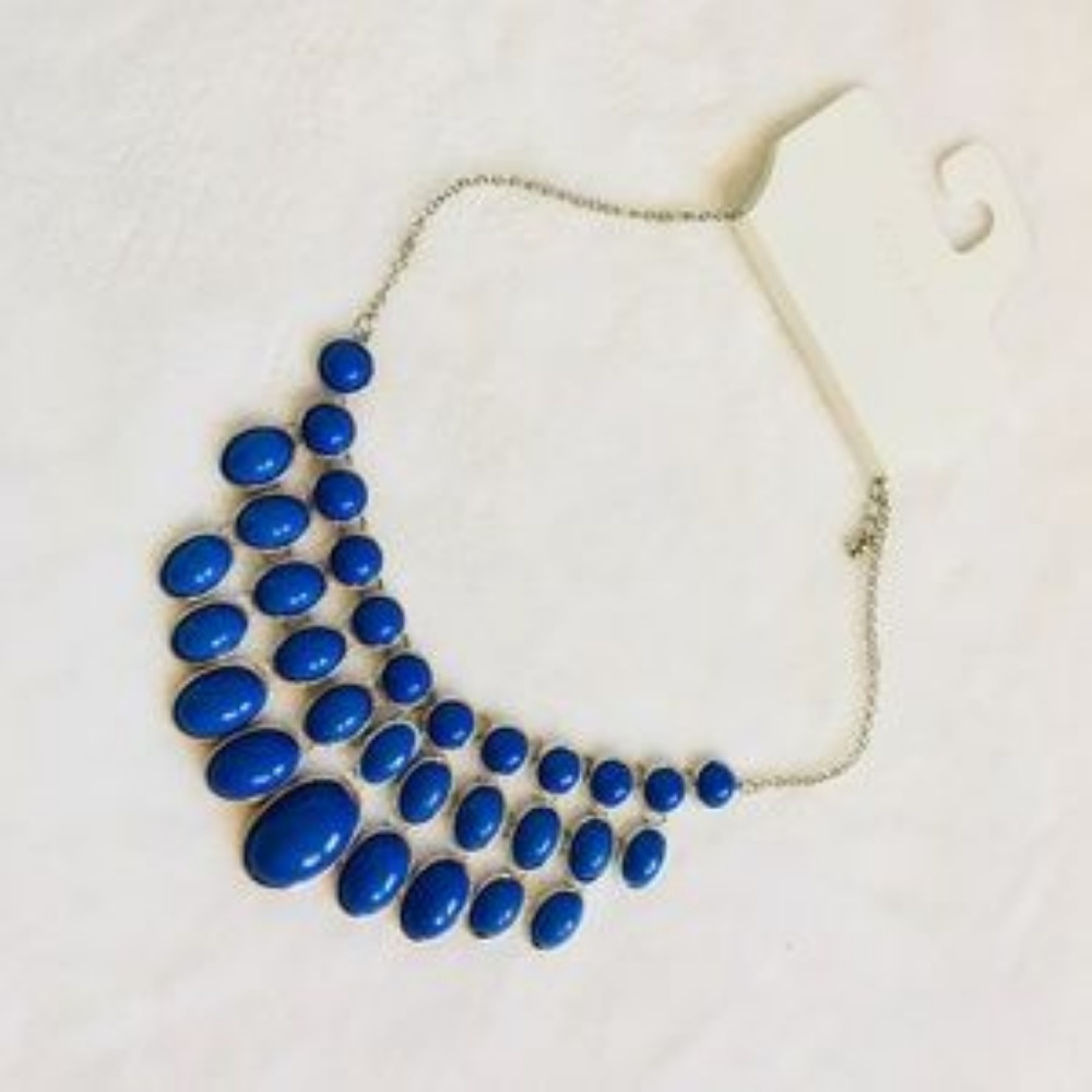 Stunning Bib Necklace blue + silver 18-20” - Picture 6 of 7